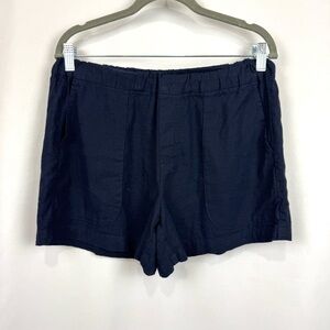 Banana Republic Womens Sz S Navy Linen Rayon Blend Casual Pull On Shorts Coastal
